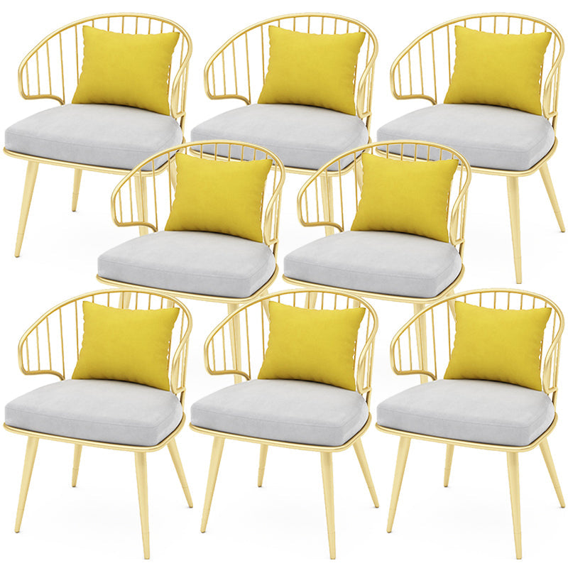 Contemporary Kitchen Dining Armchair Metal Side Dining Chairs in Gold Gray 8 Piece Set Clearhalo 'Dining Chairs' 'Dining Tables & Seating' 'dining_chair' 'furn' 'furn_dining_chair' 'Furniture' 'Kitchen & Dining Furniture' 6230573