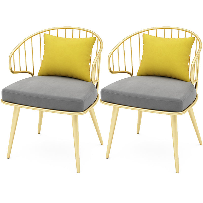 Contemporary Kitchen Dining Armchair Metal Side Dining Chairs in Gold Dark Gray 2 Piece Set Clearhalo 'Dining Chairs' 'Dining Tables & Seating' 'dining_chair' 'furn' 'furn_dining_chair' 'Furniture' 'Kitchen & Dining Furniture' 6230576