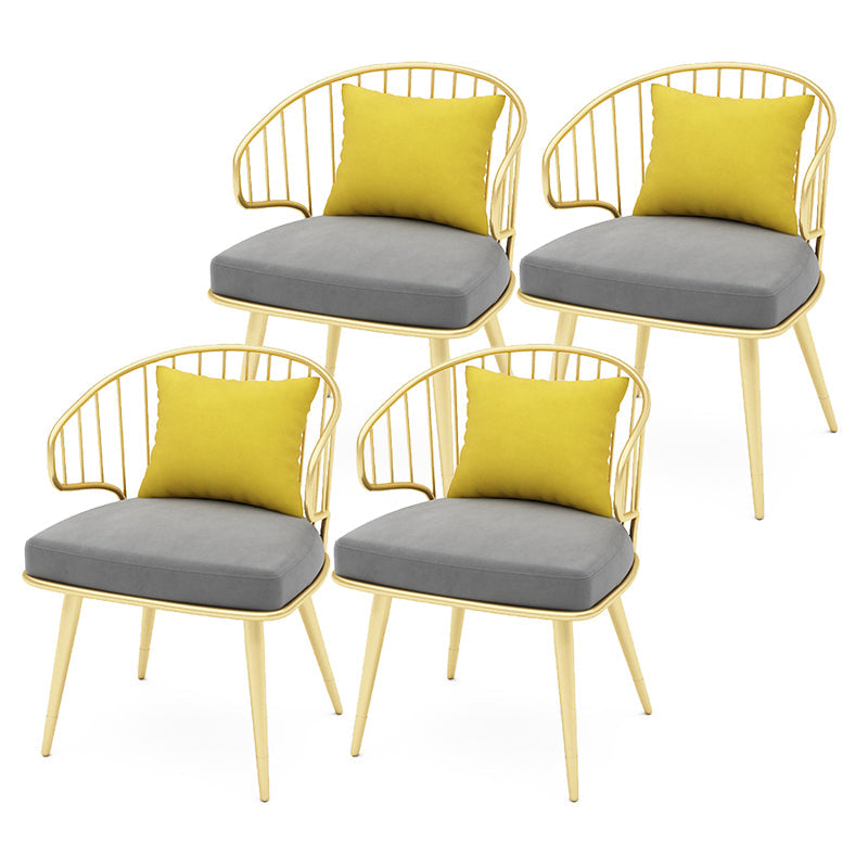 Contemporary Kitchen Dining Armchair Metal Side Dining Chairs in Gold Dark Gray 4 Piece Set Clearhalo 'Dining Chairs' 'Dining Tables & Seating' 'dining_chair' 'furn' 'furn_dining_chair' 'Furniture' 'Kitchen & Dining Furniture' 6230578