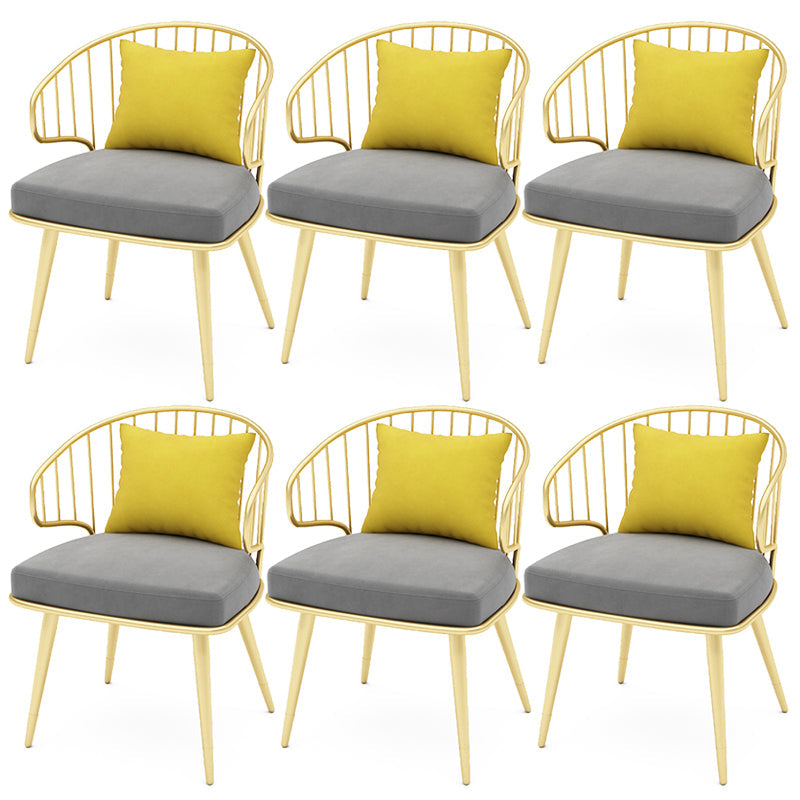Contemporary Kitchen Dining Armchair Metal Side Dining Chairs in Gold Dark Gray 6 Piece Set Clearhalo 'Dining Chairs' 'Dining Tables & Seating' 'dining_chair' 'furn' 'furn_dining_chair' 'Furniture' 'Kitchen & Dining Furniture' 6230580