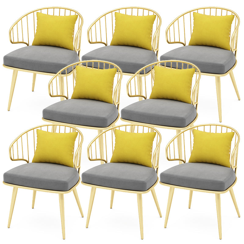 Contemporary Kitchen Dining Armchair Metal Side Dining Chairs in Gold Dark Gray 8 Piece Set Clearhalo 'Dining Chairs' 'Dining Tables & Seating' 'dining_chair' 'furn' 'furn_dining_chair' 'Furniture' 'Kitchen & Dining Furniture' 6230582