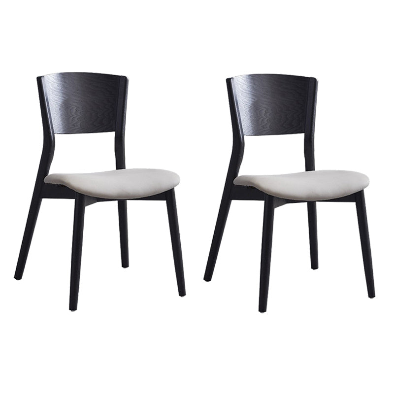 Wood Kitchen Dining Side Chair Open Back Dining Side Chair in Black Frame