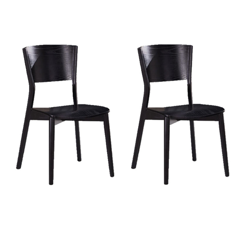 Wood Kitchen Dining Side Chair Open Back Dining Side Chair in Black Frame