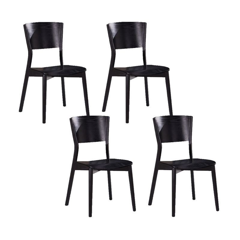 Wood Kitchen Dining Side Chair Open Back Dining Side Chair in Black Frame