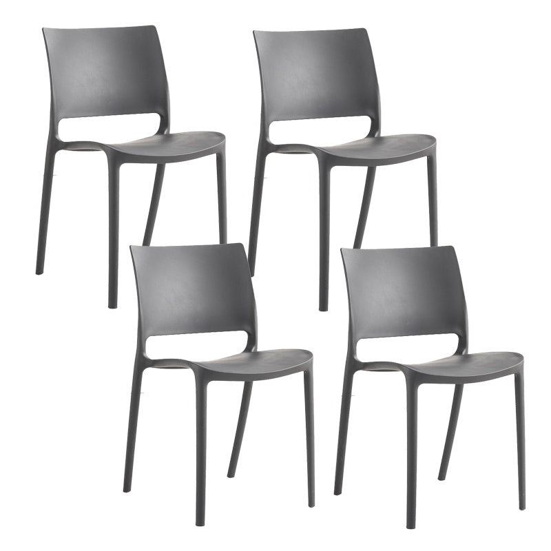 Contemporary Style Side Chair Open Back Plastic Dining Room Chair Black 4 Piece Set Clearhalo 'Dining Chairs' 'Dining Tables & Seating' 'dining_chair' 'furn' 'furn_dining_chair' 'Furniture' 'Kitchen & Dining Furniture' 6230661