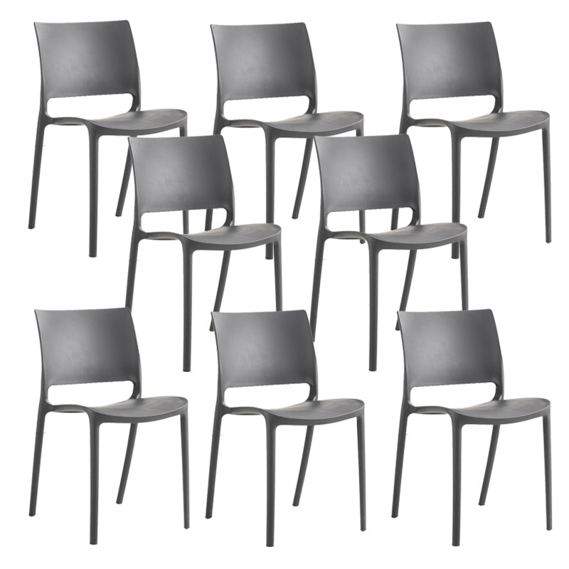 Contemporary Style Side Chair Open Back Plastic Dining Room Chair Black 8 Piece Set Clearhalo 'Dining Chairs' 'Dining Tables & Seating' 'dining_chair' 'furn' 'furn_dining_chair' 'Furniture' 'Kitchen & Dining Furniture' 6230662