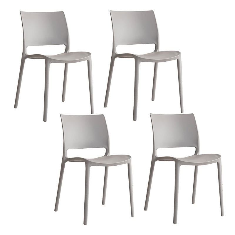 Contemporary Style Side Chair Open Back Plastic Dining Room Chair Grey 4 Piece Set Clearhalo 'Dining Chairs' 'Dining Tables & Seating' 'dining_chair' 'furn' 'furn_dining_chair' 'Furniture' 'Kitchen & Dining Furniture' 6230664