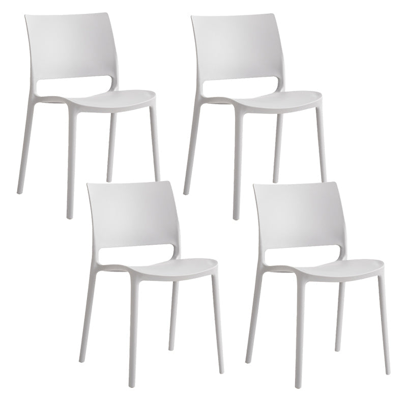 Contemporary Style Side Chair Open Back Plastic Dining Room Chair White 4 Piece Set Clearhalo 'Dining Chairs' 'Dining Tables & Seating' 'dining_chair' 'furn' 'furn_dining_chair' 'Furniture' 'Kitchen & Dining Furniture' 6230668