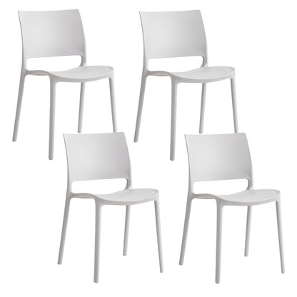 Contemporary Style Side Chair Open Back Plastic Dining Room Chair White 4 Piece Set Clearhalo 'Dining Chairs' 'Dining Tables & Seating' 'dining_chair' 'furn' 'furn_dining_chair' 'Furniture' 'Kitchen & Dining Furniture' 6230668