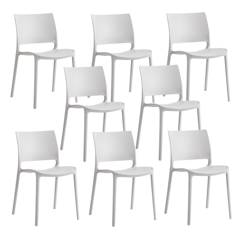 Contemporary Style Side Chair Open Back Plastic Dining Room Chair White 8 Piece Set Clearhalo 'Dining Chairs' 'Dining Tables & Seating' 'dining_chair' 'furn' 'furn_dining_chair' 'Furniture' 'Kitchen & Dining Furniture' 6230671