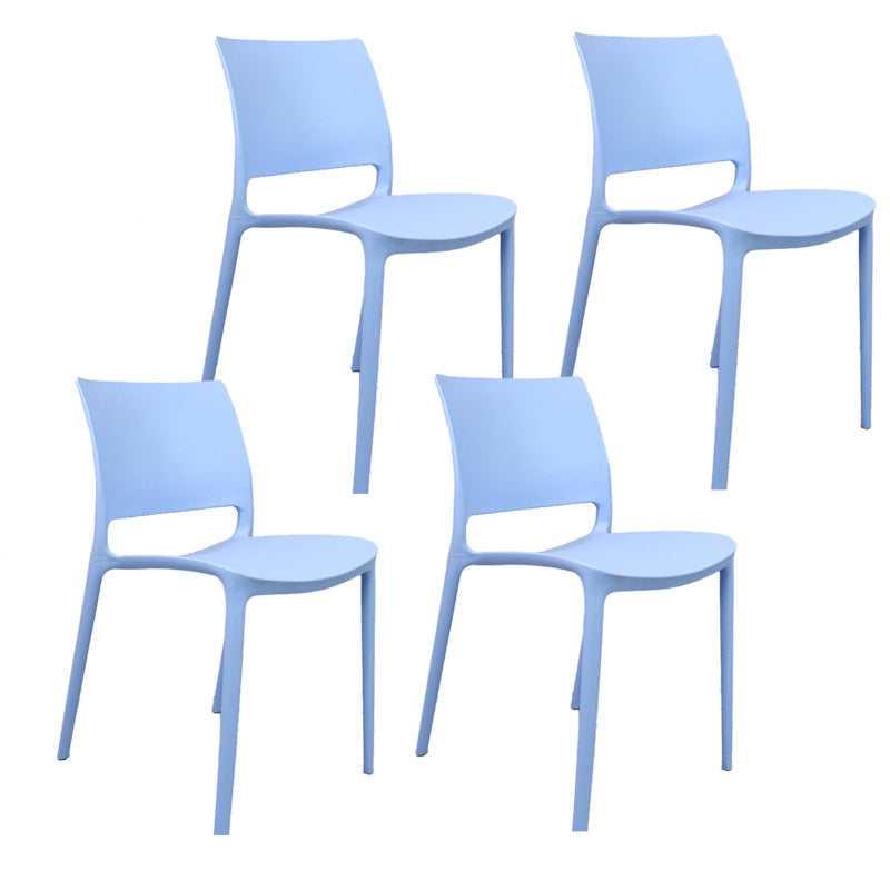 Contemporary Style Side Chair Open Back Plastic Dining Room Chair Sky Blue 4 Piece Set Clearhalo 'Dining Chairs' 'Dining Tables & Seating' 'dining_chair' 'furn' 'furn_dining_chair' 'Furniture' 'Kitchen & Dining Furniture' 6230672
