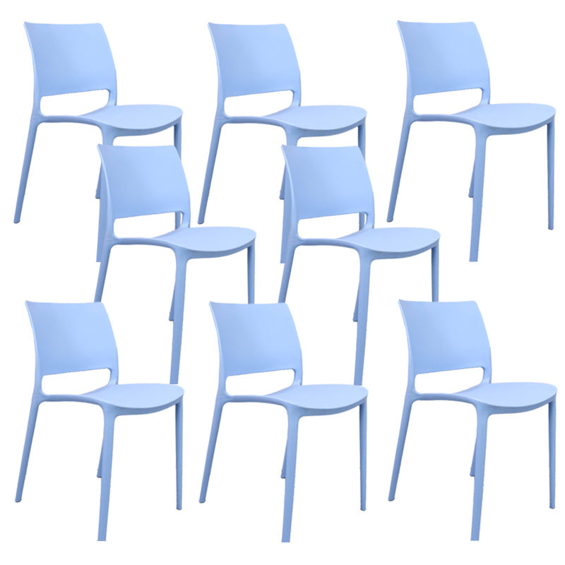Contemporary Style Side Chair Open Back Plastic Dining Room Chair Sky Blue 8 Piece Set Clearhalo 'Dining Chairs' 'Dining Tables & Seating' 'dining_chair' 'furn' 'furn_dining_chair' 'Furniture' 'Kitchen & Dining Furniture' 6230675