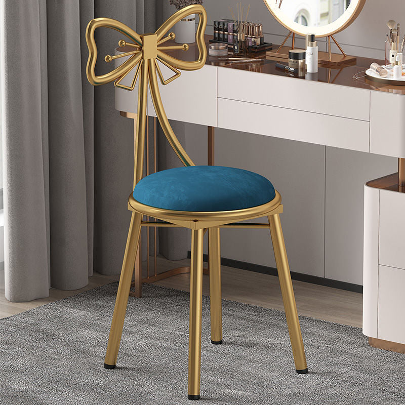 Glam Style Velvet Armless Chair Metal Dining Chair for Restaurant Use