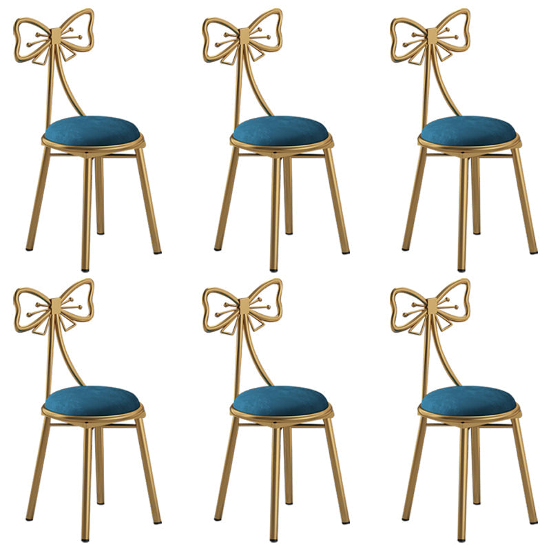 Glam Style Velvet Armless Chair Metal Dining Chair for Restaurant Use