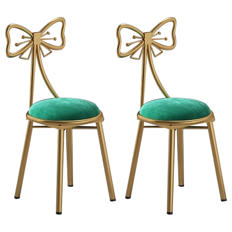 Glam Style Velvet Armless Chair Metal Dining Chair for Restaurant Use