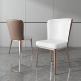 Contemporary Metal Dining Chair Faux Leather Armless Dining Chair for Home Use