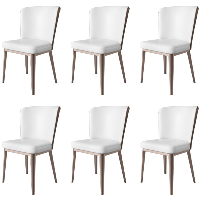 Contemporary Metal Dining Chair Faux Leather Armless Dining Chair for Home Use