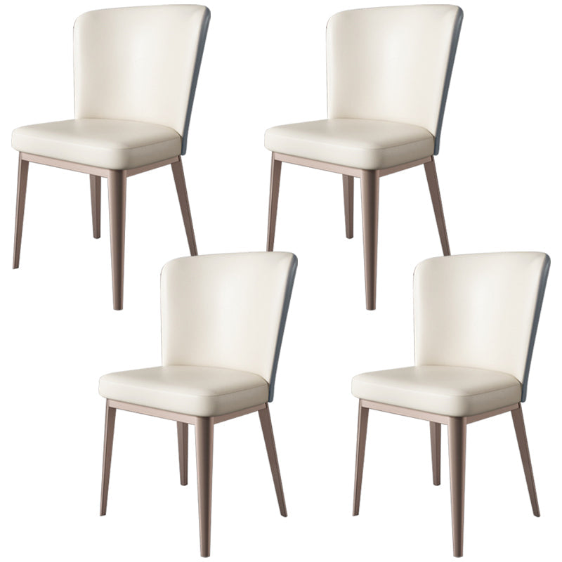 Contemporary Metal Dining Chair Faux Leather Armless Dining Chair for Home Use