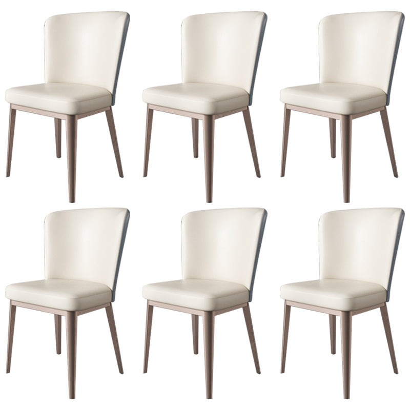 Contemporary Metal Dining Chair Faux Leather Armless Dining Chair for Home Use