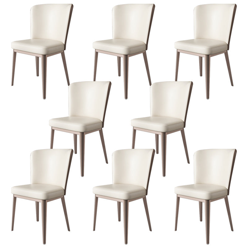Contemporary Metal Dining Chair Faux Leather Armless Dining Chair for Home Use