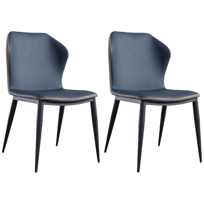 Contemporary Chair Faux Leather Dining Room Wingback Parsons Chair Blue 2 Piece Set Clearhalo 'Dining Chairs' 'Dining Tables & Seating' 'dining_chair' 'furn' 'furn_dining_chair' 'Furniture' 'Kitchen & Dining Furniture' 6230788