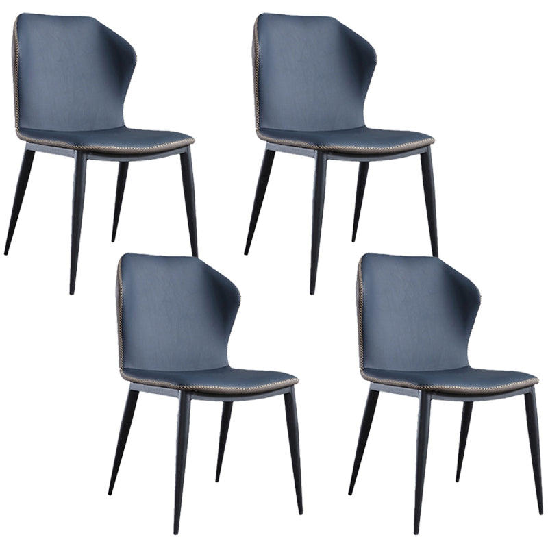 Contemporary Chair Faux Leather Dining Room Wingback Parsons Chair Blue 4 Piece Set Clearhalo 'Dining Chairs' 'Dining Tables & Seating' 'dining_chair' 'furn' 'furn_dining_chair' 'Furniture' 'Kitchen & Dining Furniture' 6230789