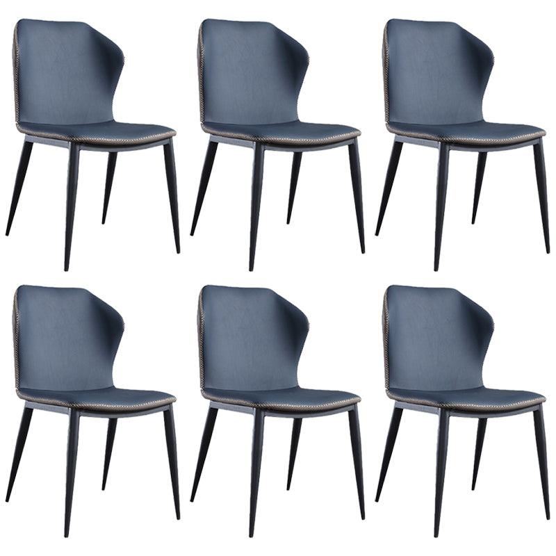 Contemporary Chair Faux Leather Dining Room Wingback Parsons Chair Blue 6 Piece Set Clearhalo 'Dining Chairs' 'Dining Tables & Seating' 'dining_chair' 'furn' 'furn_dining_chair' 'Furniture' 'Kitchen & Dining Furniture' 6230792