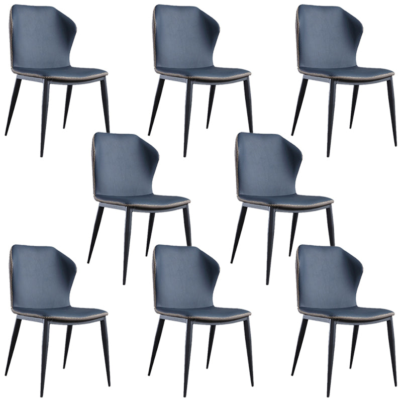 Contemporary Chair Faux Leather Dining Room Wingback Parsons Chair Blue 8 Piece Set Clearhalo 'Dining Chairs' 'Dining Tables & Seating' 'dining_chair' 'furn' 'furn_dining_chair' 'Furniture' 'Kitchen & Dining Furniture' 6230793