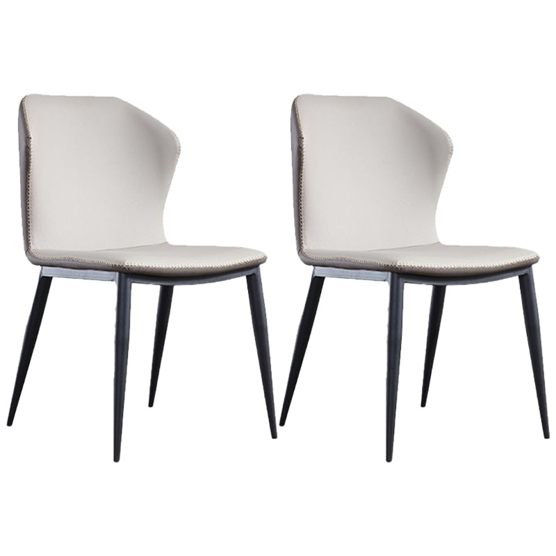 Contemporary Chair Faux Leather Dining Room Wingback Parsons Chair Beige 2 Piece Set Clearhalo 'Dining Chairs' 'Dining Tables & Seating' 'dining_chair' 'furn' 'furn_dining_chair' 'Furniture' 'Kitchen & Dining Furniture' 6230797