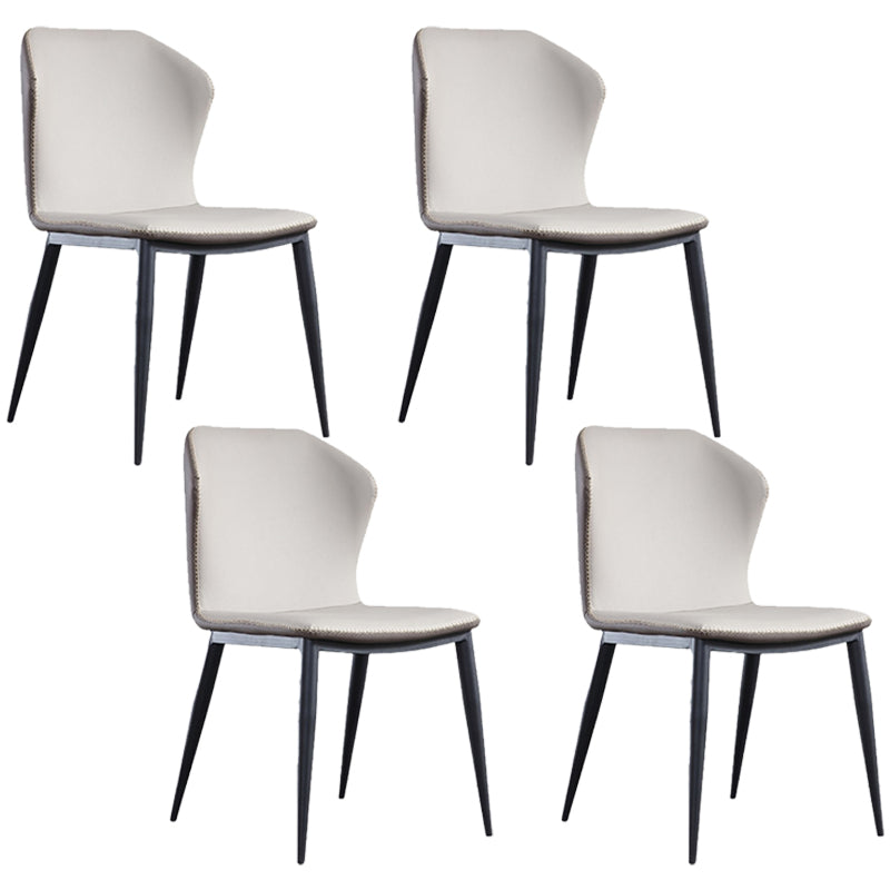 Contemporary Chair Faux Leather Dining Room Wingback Parsons Chair Beige 4 Piece Set Clearhalo 'Dining Chairs' 'Dining Tables & Seating' 'dining_chair' 'furn' 'furn_dining_chair' 'Furniture' 'Kitchen & Dining Furniture' 6230799