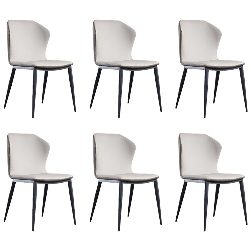 Contemporary Chair Faux Leather Dining Room Wingback Parsons Chair Beige 6 Piece Set Clearhalo 'Dining Chairs' 'Dining Tables & Seating' 'dining_chair' 'furn' 'furn_dining_chair' 'Furniture' 'Kitchen & Dining Furniture' 6230801
