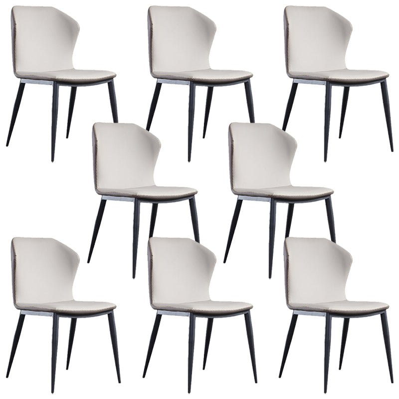 Contemporary Chair Faux Leather Dining Room Wingback Parsons Chair Beige 8 Piece Set Clearhalo 'Dining Chairs' 'Dining Tables & Seating' 'dining_chair' 'furn' 'furn_dining_chair' 'Furniture' 'Kitchen & Dining Furniture' 6230802