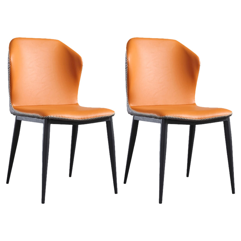 Contemporary Chair Faux Leather Dining Room Wingback Parsons Chair Orange 2 Piece Set Clearhalo 'Dining Chairs' 'Dining Tables & Seating' 'dining_chair' 'furn' 'furn_dining_chair' 'Furniture' 'Kitchen & Dining Furniture' 6230805