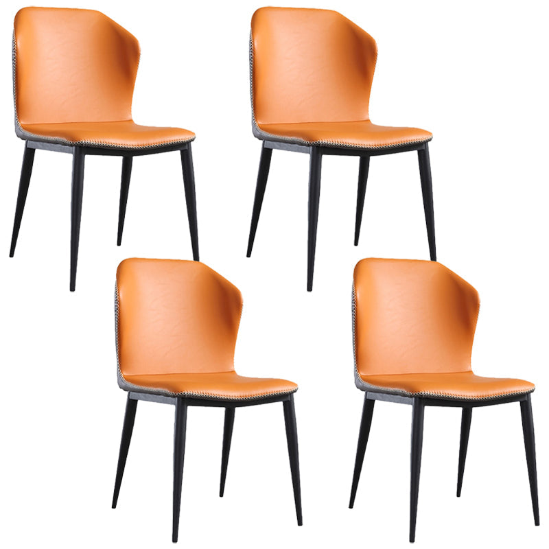 Contemporary Chair Faux Leather Dining Room Wingback Parsons Chair Orange 4 Piece Set Clearhalo 'Dining Chairs' 'Dining Tables & Seating' 'dining_chair' 'furn' 'furn_dining_chair' 'Furniture' 'Kitchen & Dining Furniture' 6230806