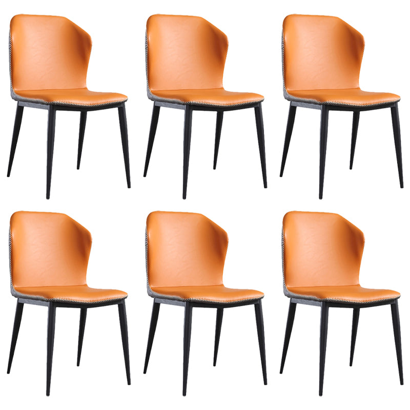 Contemporary Chair Faux Leather Dining Room Wingback Parsons Chair Orange 6 Piece Set Clearhalo 'Dining Chairs' 'Dining Tables & Seating' 'dining_chair' 'furn' 'furn_dining_chair' 'Furniture' 'Kitchen & Dining Furniture' 6230807