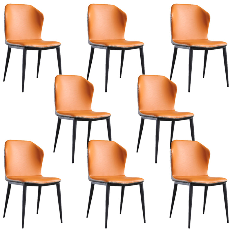 Contemporary Chair Faux Leather Dining Room Wingback Parsons Chair Orange 8 Piece Set Clearhalo 'Dining Chairs' 'Dining Tables & Seating' 'dining_chair' 'furn' 'furn_dining_chair' 'Furniture' 'Kitchen & Dining Furniture' 6230808