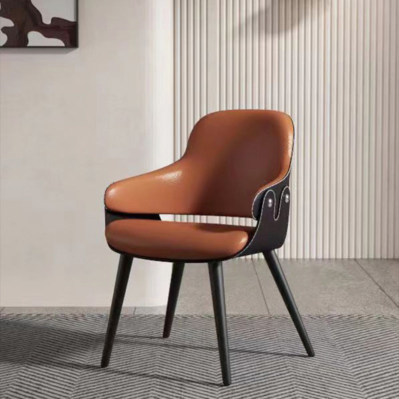 Leather Dining Chairs Metal Leg Arm Dining Room Chairs for Restaurant Use
