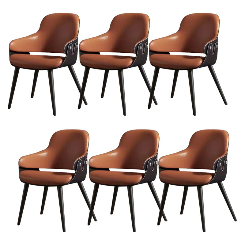 Leather Dining Chairs Metal Leg Arm Dining Room Chairs for Restaurant Use