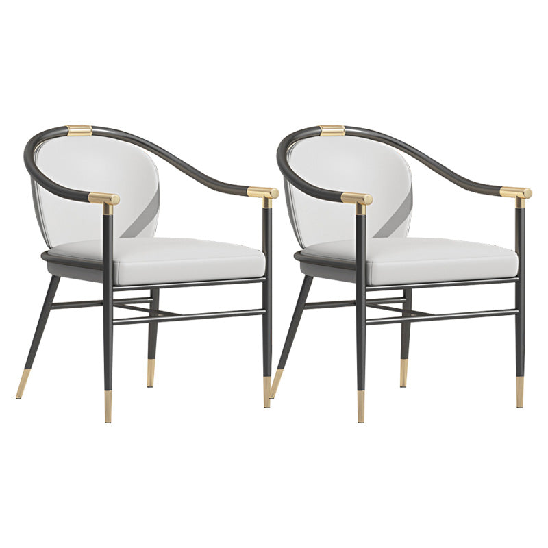 Contemporary Metal Dining Room Chair Arm Upholstered Side Chairs for Home Use Grey 2 Piece Set Clearhalo 'Dining Chairs' 'Dining Tables & Seating' 'dining_chair' 'furn' 'furn_dining_chair' 'Furniture' 'Kitchen & Dining Furniture' 6230890