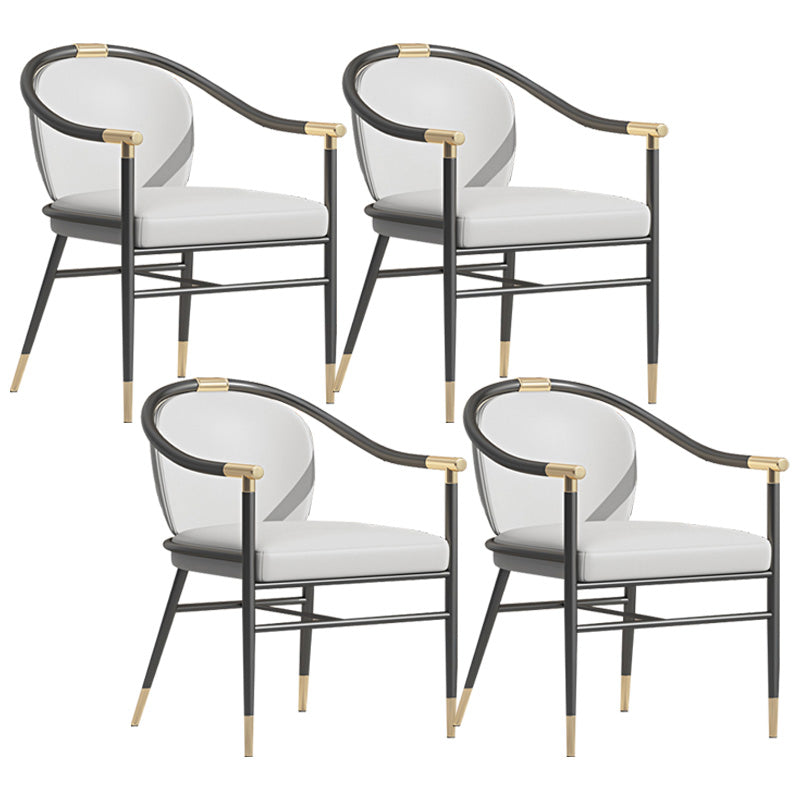 Contemporary Metal Dining Room Chair Arm Upholstered Side Chairs for Home Use Grey 4 Piece Set Clearhalo 'Dining Chairs' 'Dining Tables & Seating' 'dining_chair' 'furn' 'furn_dining_chair' 'Furniture' 'Kitchen & Dining Furniture' 6230892