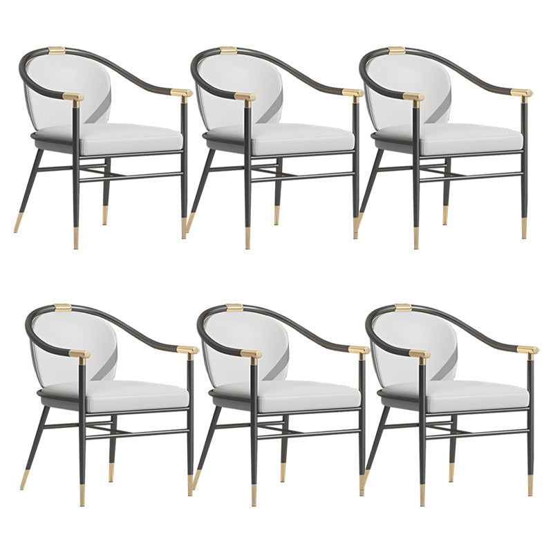 Contemporary Metal Dining Room Chair Arm Upholstered Side Chairs for Home Use Grey 6 Piece Set Clearhalo 'Dining Chairs' 'Dining Tables & Seating' 'dining_chair' 'furn' 'furn_dining_chair' 'Furniture' 'Kitchen & Dining Furniture' 6230893