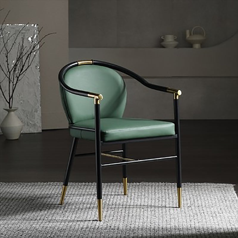 Contemporary Metal Dining Room Chair Arm Upholstered Side Chairs for Home Use Dark Green 1 Piece Clearhalo 'Dining Chairs' 'Dining Tables & Seating' 'dining_chair' 'furn' 'furn_dining_chair' 'Furniture' 'Kitchen & Dining Furniture' 6230894