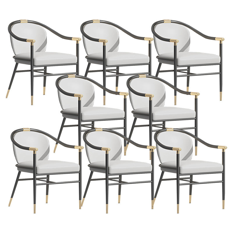 Contemporary Metal Dining Room Chair Arm Upholstered Side Chairs for Home Use Grey 8 Piece Set Clearhalo 'Dining Chairs' 'Dining Tables & Seating' 'dining_chair' 'furn' 'furn_dining_chair' 'Furniture' 'Kitchen & Dining Furniture' 6230896
