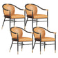 Contemporary Metal Dining Room Chair Arm Upholstered Side Chairs for Home Use Orange 4 Piece Set Clearhalo 'Dining Chairs' 'Dining Tables & Seating' 'dining_chair' 'furn' 'furn_dining_chair' 'Furniture' 'Kitchen & Dining Furniture' 6230900