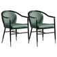 Contemporary Metal Dining Room Chair Arm Upholstered Side Chairs for Home Use Dark Green 2 Piece Set Clearhalo 'Dining Chairs' 'Dining Tables & Seating' 'dining_chair' 'furn' 'furn_dining_chair' 'Furniture' 'Kitchen & Dining Furniture' 6230905