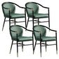 Contemporary Metal Dining Room Chair Arm Upholstered Side Chairs for Home Use Dark Green 4 Piece Set Clearhalo 'Dining Chairs' 'Dining Tables & Seating' 'dining_chair' 'furn' 'furn_dining_chair' 'Furniture' 'Kitchen & Dining Furniture' 6230907