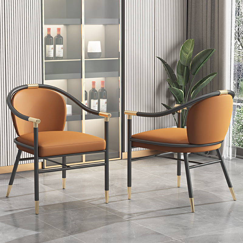 Contemporary Metal Dining Room Chair Arm Upholstered Side Chairs for Home Use Clearhalo 'Dining Chairs' 'Dining Tables & Seating' 'dining_chair' 'furn' 'furn_dining_chair' 'Furniture' 'Kitchen & Dining Furniture' 6230908