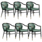 Contemporary Metal Dining Room Chair Arm Upholstered Side Chairs for Home Use Dark Green 6 Piece Set Clearhalo 'Dining Chairs' 'Dining Tables & Seating' 'dining_chair' 'furn' 'furn_dining_chair' 'Furniture' 'Kitchen & Dining Furniture' 6230909