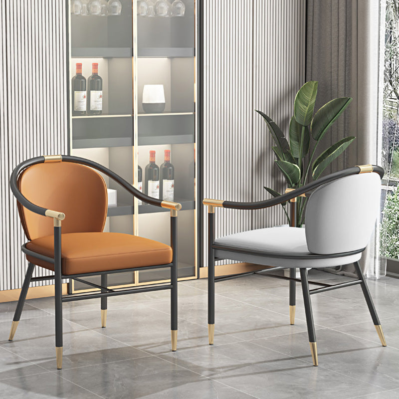 Contemporary Metal Dining Room Chair Arm Upholstered Side Chairs for Home Use Clearhalo 'Dining Chairs' 'Dining Tables & Seating' 'dining_chair' 'furn' 'furn_dining_chair' 'Furniture' 'Kitchen & Dining Furniture' 6230910