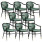 Contemporary Metal Dining Room Chair Arm Upholstered Side Chairs for Home Use Dark Green 8 Piece Set Clearhalo 'Dining Chairs' 'Dining Tables & Seating' 'dining_chair' 'furn' 'furn_dining_chair' 'Furniture' 'Kitchen & Dining Furniture' 6230911